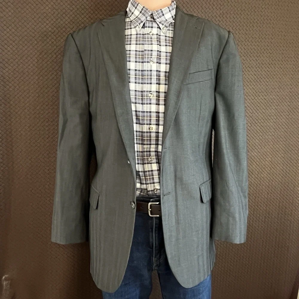 Joseph Abboud Blazer Mens 42L Gray‎ Striped Loro Piana Wool Blazer